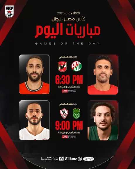 اليوم| انطلاق مواجهات نصف نهائي كأس مصر للسلة